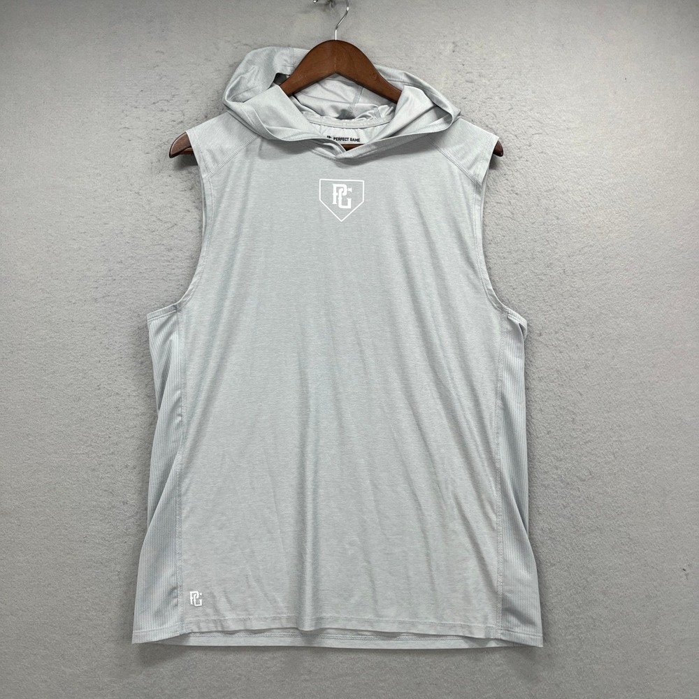 Perfect Game Sleeveless Hoodie Mens M Gray Performance Training Active Baseball